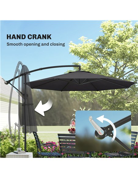 Outsunny 3 m Overhanging Cantilever Parasol, with Cross Base - Black - pic 187903 | FastDaddyshop