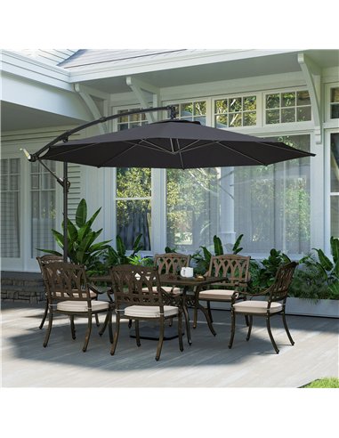 Outsunny 3 m Overhanging Cantilever Parasol, with Cross Base - Black
