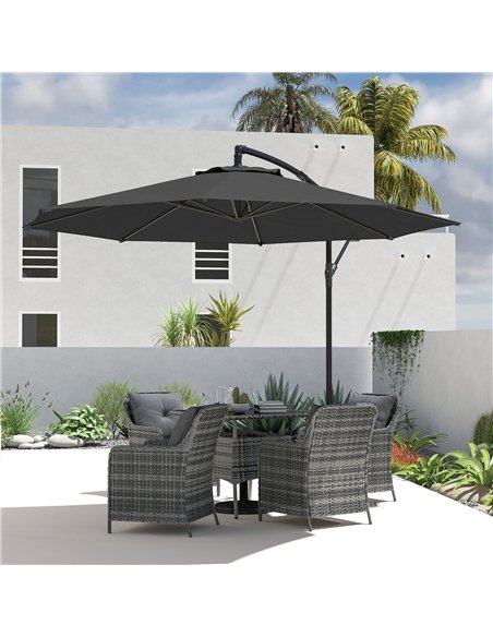 Outsunny 3 m Overhanging Cantilever Parasol, with Cross Base - Black - pic 187905 | FastDaddyshop
