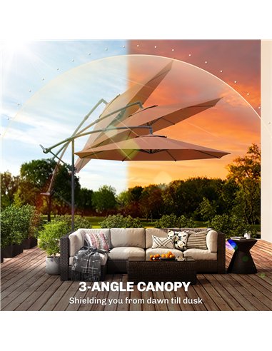 Outsunny 3 m Overhanging Cantilever Parasol, with Cross Base - Wine Red