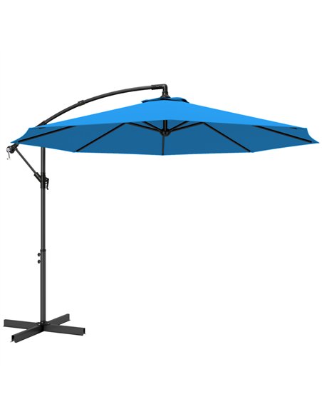 Outsunny 3m Overhanging Cantilever Parasol, with Cross Base - Blue - pic 187915 | FastDaddyshop