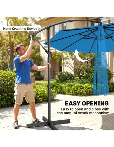 Outsunny 3m Overhanging Cantilever Parasol, with Cross Base - Blue - pic 187918 | FastDaddyshop