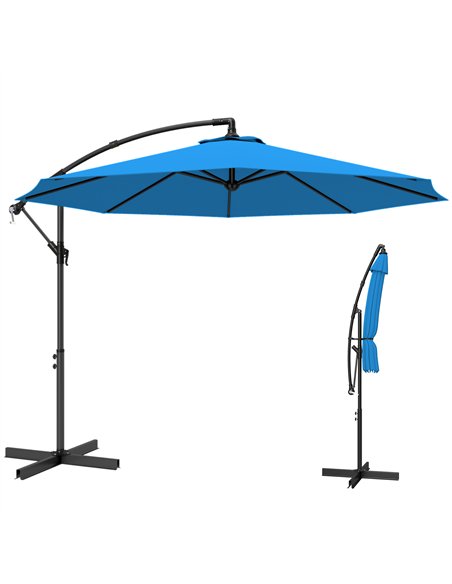Outsunny 3m Overhanging Cantilever Parasol, with Cross Base - Blue - pic 187923 | FastDaddyshop