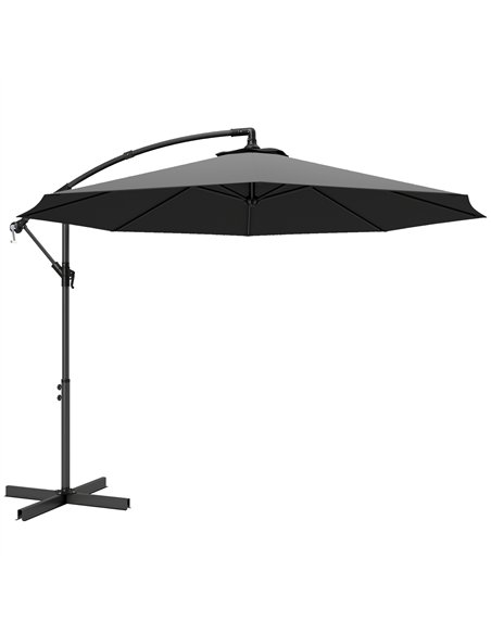 Outsunny 3m Overhanging Cantilever Parasol, with Cross Base - Grey - pic 187924 | FastDaddyshop