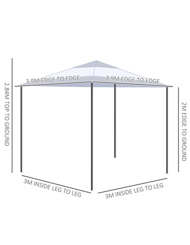 Outsunny 4x4m Pop-up Canopy Gazebo Tent with Roller Bag & Adjustable Legs, Steel Frame, White