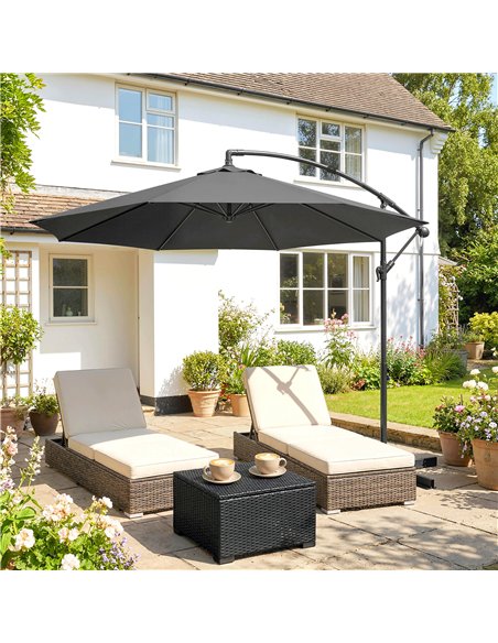 Outsunny 3m Overhanging Cantilever Parasol, with Cross Base - Grey - pic 187932 | FastDaddyshop