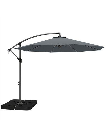 Outsunny 3m Overhanging Parasol, with Base, Weights and Cover - Dark Grey - pic 187933 | FastDaddyshop