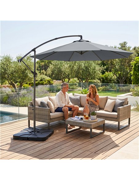 Outsunny 3m Overhanging Parasol, with Base, Weights and Cover - Dark Grey - pic 187941 | FastDaddyshop