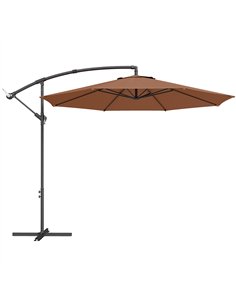 Outsunny 3 m Overhanging Cantilever Parasol, with Cross Base - Coffee
