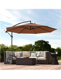 Outsunny 3 m Overhanging Cantilever Parasol, with Cross Base - Coffee 2