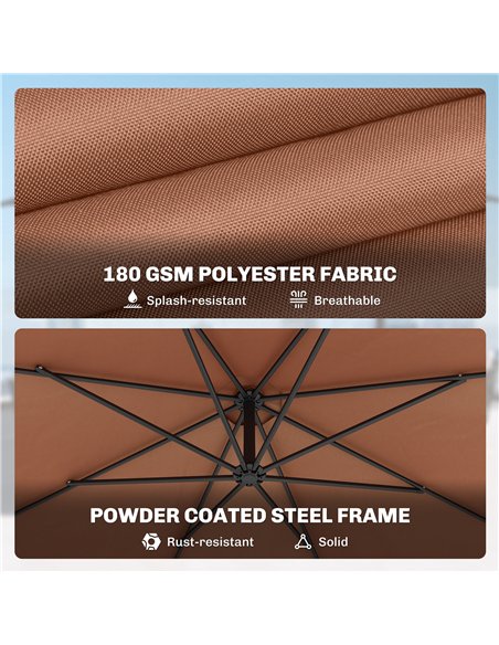 Outsunny 3 m Overhanging Cantilever Parasol, with Cross Base - Coffee - pic 187946 | FastDaddyshop