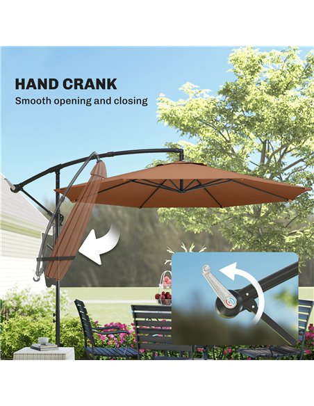 Outsunny 3 m Overhanging Cantilever Parasol, with Cross Base - Coffee - pic 187948 | FastDaddyshop