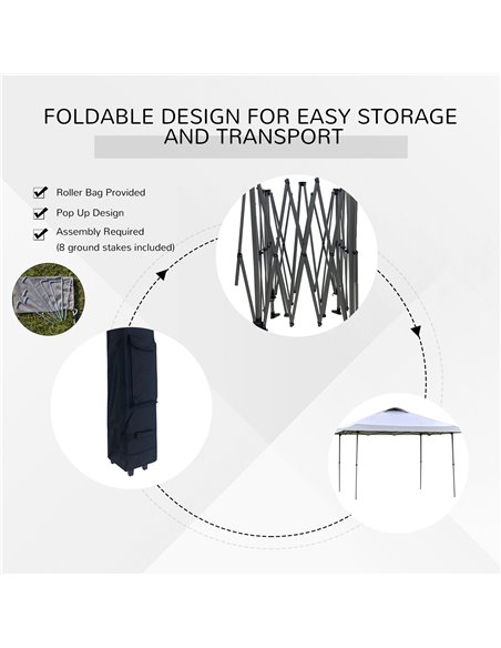 Outsunny 4 x 4m Pop-up Canopy Gazebo Tent with Roller Bag & Adjustable Legs Outdoor Party, Steel Frame, White - pic 18795 | FastDaddyshop