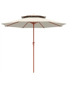 Outsunny 2.7 m Garden Parasol with Double Top Outdoor Market Table Umbrella with Crank System, Cream White