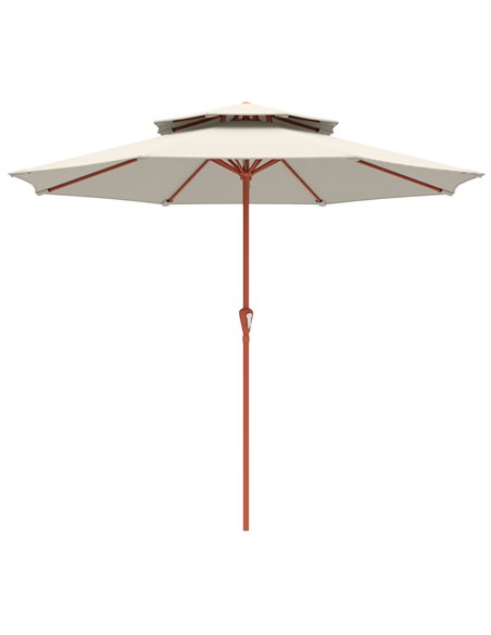 Outsunny 2.7 m Garden Parasol with Double Top Outdoor Market Table Umbrella with Crank System, Cream White - pic 187951 | FastDaddyshop