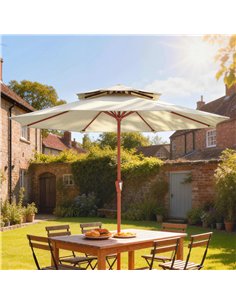 Outsunny 2.7 m Garden Parasol with Double Top Outdoor Market Table Umbrella with Crank System, Cream White 2