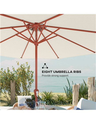 Outsunny 2.7 m Garden Parasol with Double Top Outdoor Market Table Umbrella with Crank System, Cream White