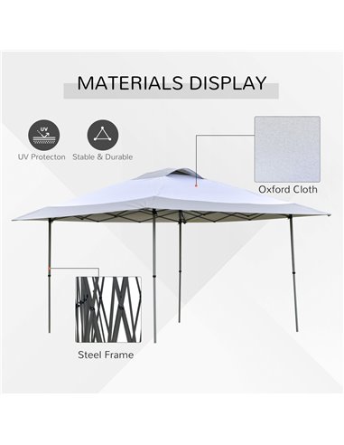 Outsunny 4 x 4m Pop-up Canopy Gazebo Tent with Roller Bag & Adjustable Legs Outdoor Party, Steel Frame, White