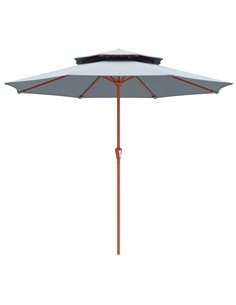 Outsunny 2.7 m Garden Parasol with Double Top Outdoor Market Table Umbrella with Crank System, Light Grey