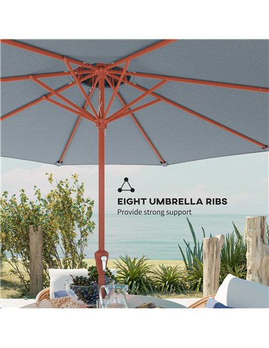 Outsunny 2.7 m Garden Parasol with Double Top Outdoor Market Table Umbrella with Crank System, Light Grey