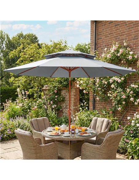 Outsunny 2.7 m Garden Parasol with Double Top Outdoor Market Table Umbrella with Crank System, Light Grey - pic 187967 | FastDaddyshop