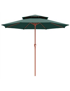 Outsunny 2.7 m Garden Parasol with Double Top Outdoor Market Table Umbrella with Crank System, Green