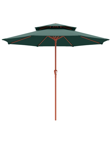 Outsunny 2.7 m Garden Parasol with Double Top Outdoor Market Table Umbrella with Crank System, Green - pic 187969 | FastDaddyshop