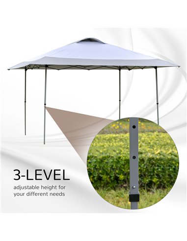 Outsunny 4 x 4m Pop-up Canopy Gazebo Tent with Roller Bag & Adjustable Legs Outdoor Party, Steel Frame, White