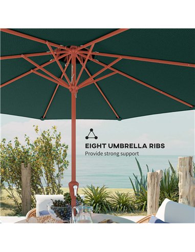 Outsunny 2.7 m Garden Parasol with Double Top Outdoor Market Table Umbrella with Crank System, Green