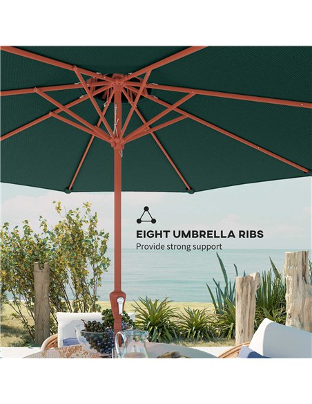 Outsunny 2.7 m Garden Parasol with Double Top Outdoor Market Table Umbrella with Crank System, Green - pic 187973 | FastDaddyshop