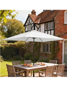 Outsunny Garden Parasol, Parasol Umbrella with Crank Handle, Tilt Function, Polyester Canopy, Cream White 2