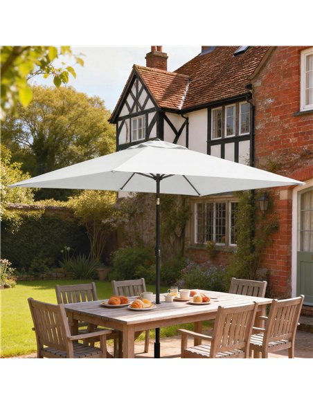 Outsunny Garden Parasol, Parasol Umbrella with Crank Handle, Tilt Function, Polyester Canopy, Cream White - pic 187979 | FastDaddyshop
