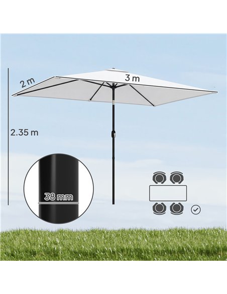 Outsunny Garden Parasol, Parasol Umbrella with Crank Handle, Tilt Function, Polyester Canopy, Cream White - pic 187980 | FastDaddyshop