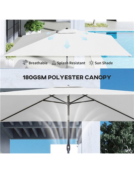 Outsunny Garden Parasol, Parasol Umbrella with Crank Handle, Tilt Function, Polyester Canopy, Cream White - pic 187982 | FastDaddyshop