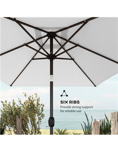 Outsunny Garden Parasol, Parasol Umbrella with Crank Handle, Tilt Function, Polyester Canopy, Cream White