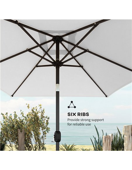 Outsunny Garden Parasol, Parasol Umbrella with Crank Handle, Tilt Function, Polyester Canopy, Cream White - pic 187983 | FastDaddyshop