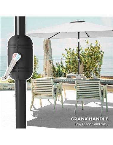 Outsunny Garden Parasol, Parasol Umbrella with Crank Handle, Tilt Function, Polyester Canopy, Cream White