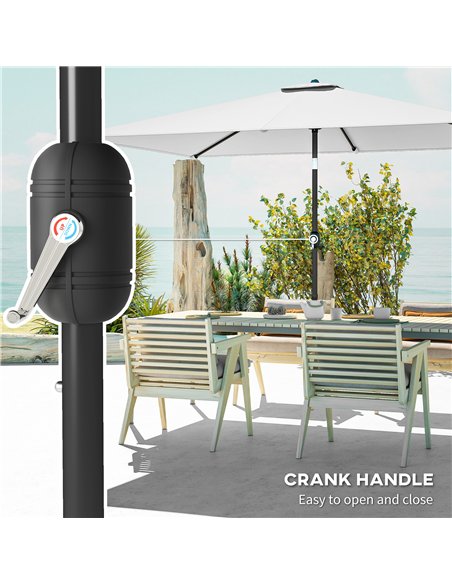 Outsunny Garden Parasol, Parasol Umbrella with Crank Handle, Tilt Function, Polyester Canopy, Cream White - pic 187984 | FastDaddyshop