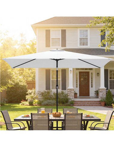 Outsunny Garden Parasol, Parasol Umbrella with Crank Handle, Tilt Function, Polyester Canopy, Cream White