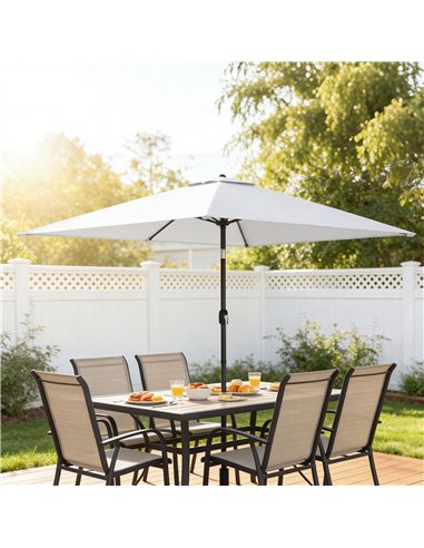 Outsunny Garden Parasol, Parasol Umbrella with Crank Handle, Tilt Function, Polyester Canopy, Cream White