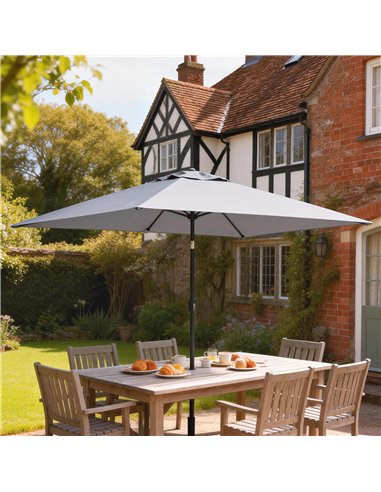 Outsunny Garden Parasol, Parasol Umbrella with Crank Handle, Tilt Function, Polyester Canopy, Light Grey