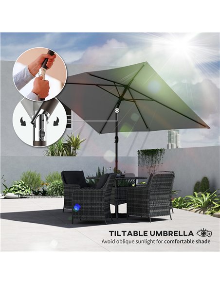 Outsunny Garden Parasol, Parasol Umbrella with Crank Handle, Tilt Function, Polyester Canopy, Light Grey - pic 187990 | FastDaddyshop