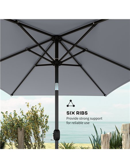 Outsunny Garden Parasol, Parasol Umbrella with Crank Handle, Tilt Function, Polyester Canopy, Light Grey - pic 187992 | FastDaddyshop