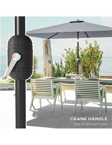Outsunny Garden Parasol, Parasol Umbrella with Crank Handle, Tilt Function, Polyester Canopy, Light Grey