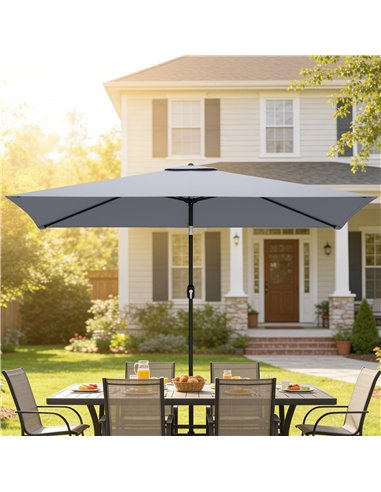 Outsunny Garden Parasol, Parasol Umbrella with Crank Handle, Tilt Function, Polyester Canopy, Light Grey