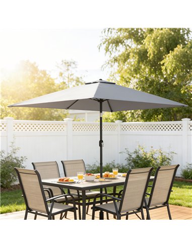 Outsunny Garden Parasol, Parasol Umbrella with Crank Handle, Tilt Function, Polyester Canopy, Light Grey
