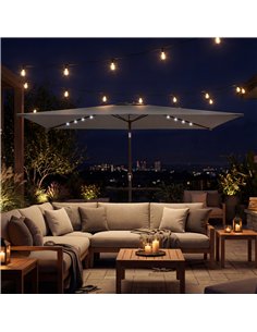 Outsunny 3 x 2 m Garden Parasol Umbrella with LED Solar Light, Parasol Cover, Outdoor Market Patio Umbrella, Dark Grey 2