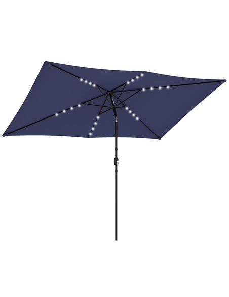 Outsunny 3 x 2 m Garden Parasol Umbrella with LED Solar Light, Parasol Cover, Outdoor Market Patio Umbrella, Navy Blue - pic 188032 | FastDaddyshop
