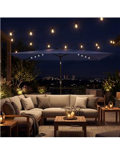 Outsunny 3 x 2 m Garden Parasol Umbrella with LED Solar Light, Parasol Cover, Outdoor Market Patio Umbrella, Navy Blue 2