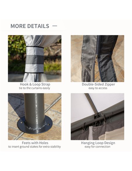 Outsunny 3.7 x 3(m) Metal Gazebo Canopy Party Tent Garden Patio Shelter with Netting Sidewalls & Double Tiered Roof, Grey - pic 18805 | FastDaddyshop